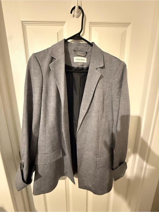 Calvin Klein Jackets & Blazers - Calvin Klein Linen Blend Suit| Size 10 Blazer/size 8 Pants| Blue/Gray